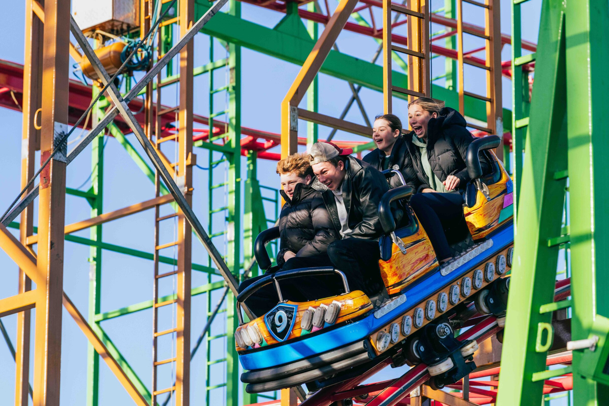 Group riding on the Euro Coaster at Hyde Park Winter Wonderland